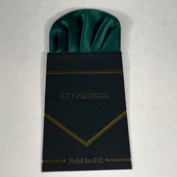 St. Patrick Men's Fold to Fit Hunter Green Pocket Square 100% Polyester - Picture 1 of 3